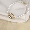 Choker 2023 Summer Imitation Pearl Shell Necklace For Women Short Elegant Charm Fashion Collar Chain Jewel Neck Rese Present