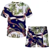 Survêtements pour hommes Summer Print King T-shirt pour hommes Ensembles de plage à manches courtes Ensemble Harajuku Costume pour femme 2 pièces T-shirts assortis Sweat-shirt