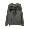 Maglioni da uomo Lettere gotiche Dark Cross Hole Maglieria lavorata a maglia High Street Hip Hop Maglione retrò distrutto Pullover oversize