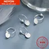 Hoopörhängen Hoyon Fashion Silver Earring S925 Original smycken Simple Hip Hop Pendientes Mujer Frosted Round Circle Stud for Women
