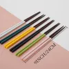 Chopsticks 5Pair Japanese Style Wood Macaroon Color Reanvändbar Chopstick Red Sandalwood Noodle Tool Chinese Present Table Seware Set