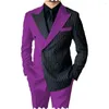 Costumes pour hommes Casual Two Piece Splice Contrast Suit Business Dress Wedding Ceremony Clothing