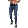 Мужские джинсы Gingtto Blue Jeans Slim Fit Super Shinny Jeans для Men Street Wear Hio Hop лодыжка плотно тесно