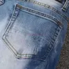 Designerkläder amires jeans denim byxor amies high street trendig varumärke mode ljus färg jeans män slitna skrapade trasiga838