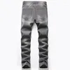 Jeans Homme Denim Ruiné Gris-noir Déchiré Pantalon Droit Mode Décontracté Quotidien Pantalon Tendance Grande Taille