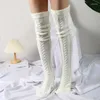 Damensocken, warme gestrickte Oberschenkelhohe Stiefel für Damen, extra lange Winterstrümpfe über dem Knie