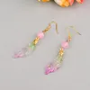 Boucles d'oreilles pendantes 1 paire bijoux rétro pendentif violet/rose perle longue oreille crochets Hanfu Cheongsam accessoires bijoux femmes fille cadeau