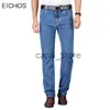 Jeans Masculino Novo Jeans Masculino 100% Algodão Cintura Alta Straight Classic Blue Jeans Para Homens Outono Calças Denim Casuais Qualidade Macio Macio Macacões J230806