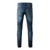 Abbigliamento firmato Amires Jeans Denim Pantaloni Trend Amies Basic Slim Fit Jeans piedi piccoli Jeans casual elasticizzati slim stropicciati per uomo 660195