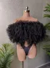 Stage Wear Sexy Black Mesh Off Shoulder Body DJ Dancer Bar Nightclub Body Performance Dance Costume Rave Festival Outfit