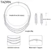 Свадебные ювелирные украшения Тазирн Дубайский арабский стиль 5A Цирконы 2PCSSET для женщин свадебное 3 многослойное дизайнерское колье и серьги подарки 230804