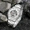 Relojes de pulsera Reloj esqueleto Reloj de moda para hombres Acero inoxidable Automático Mecánico Deportes Negocios Menwatch Relogio Masculino