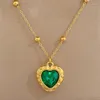 Pendant Necklaces Vintage Green Crystal Love Heart Necklace For Women Jewelry Fashion Design Statement Choker Chain Wedding Travel Gift