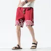 Men's Shorts Summer Linen Men Fashion Casual Chinese Style Wave Print Short Pants Male Beach