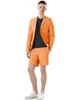 Costumes pour hommes 2 pièces lin hommes veste avec short formel smoking marié été cranté revers plage affaires fête couleur unie Blazer ensemble