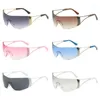 Lunettes de soleil tendance Y2k mode femmes une pièce sans monture dégradé lunettes lunettes Design UV400 nuances Punk lunettes de soleil