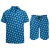 Herren-Trainingsanzüge, blaue und gelbe Gänseblümchen-Männer-Sets, Vintage-Blumen-Freizeithemd-Set, Hawaii-Beachwear-Shorts, Sommer-Design-Anzug, zweiteilig