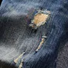 Jeans da uomo Moda Vintage Uomo Alta qualità Retro Nero Blu Elastico Slim Fit Rattoppato Ricami strappati Designer Denim Pants Me