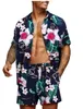 Survêtements pour hommes 2023 été manches courtes revers imprimé fleuri bouton chemise et short hawaïen costume de plage vacances décontractées deux pièces