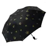 Parapluies Parapluie Parasol Creative Sunny 3 Pliant Hommes Femmes Double Vente En Gros Noir Revêtement