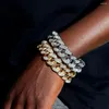 Charm Bracelets 14/20mm Men Hip Hop Cuban Chain Heavy Prong Link Chains Iced Out Bling Rapper Fashion Jewelry For Gift