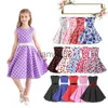 Mädchenkleider Polka Dot Vintage Kinder 1950er Jahre Swingkleid Blume Blumen Midikleid Baumwolle Sommerkleid Baby Mädchen x0806