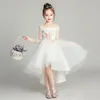 Vêtements ethniques une épaule fille robe de soirée enfant anniversaire princesse jupe fleur Piano Costume blanc passerelle enfants