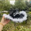 Chapeau haut de forme en cuir d'inspiration Steampunk avec engrenages et plumes pour les fêtes costumées de cosplay