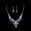 Collier boucles d'oreilles ensemble élégant strass goutte d'eau mode fête bijoux pour femmes femme mariée accessoires de mariage