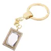 Keychains 4st 4Kolors Rhinestone Rectangle konvex glas flytande skåp Keychain nyckelringhängare passar charm