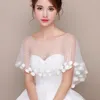 Harvkorean Solid Pullover Flower Spets Bridesmaid Dress Kirt Cloak Women's Sunscreen Clothing Shawl Chiffon Transparent Cape R39