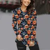 Dames T-shirts Dames retro bloemen bedrukte T-shirts casual lange mouw ronde hals losse shirt verse zoete grafische tops vintage comfortabel