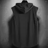 Herentanktops Mens Muscle Hoodie Vest Zomer Bodybuilding Gym Workout Fitness Mouwloos T-shirt Losse ademende casual tees