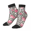 Calzini da uomo Cute Rose Mix Leopard Pattern Short Unique Casual Traspirante Caviglia per adulti