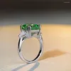 Cluster Rings Fashion Green Colored Zircon Cushion Cut Tree Stone CZ 925 Sterling Silver Wedding Engagement For Women