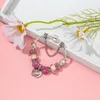 Strand Mom Jewelry Sweet Glass Diy Beaded Original Bracelet Girls Pink Heart Accesorios Regalo de moda