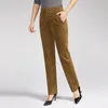 Kvinnor Pants Women 2023 Autumn Winter mode medelålders corduroy byxor kvinnliga höga midja randiga damer lös rak w454