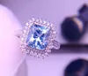 클러스터 링 E2023 Aquamarine Ring Fine Jewelry Pure 18K Gold Natural 2.85ct Blue Gemstones 생일 선물