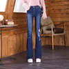 Jeans da donna 2023 Pantaloni da donna svasati ricamati con ricamo svasato sbiancato Pantaloni svasati elasticizzati elasticizzati per la primavera estate