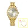 Zegarek 2023 BS Diamentowy zegarek Women Elegancka Lady Kwarc Wodoodporne złote zegarki Relogio feminino