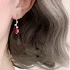 Dangle Earrings Natural An Jade S925 Silver For Women Twisted Pearl Light Luxury South Red Tourmaline Court Style Earings Jewelry