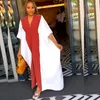 Vêtements ethniques 2023 robes africaines pour femmes élégant été demi manches col en v Polyester rose rouge robe Maxi vêtements