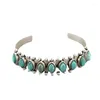 Bangle Bohemian Natural Turquoise justerbar armband för kvinnor vintage mönster smycken mammas gåva