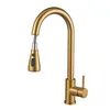 Svart borstat kökskran Dra ut Spout Kitchen Sink Mixer Tap Stream Sprayer Head 360 Rotation Kitchen Faucet Torneira