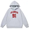 Herren Hoodies LOS ANGELES 91 Basketball Club Street Hoodie Männer Baumwolle Hohe Qualität Sweatshirt Winter Dicke Warme Kleidung Lässige Hip Hop