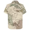 Camisas casuais masculinas Vintage Map Print West Indies Caribbean Beach Shirt Summer Trendy Blusas Masculinas Graphic Plus Size