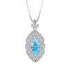 Chaînes Élégant 925 Sterling Silver Original Certifié Rose Jaune Bleu Marquise Cut Haute Carbone Diamant Pendentif Collier Pour Les Femmes Cadeau