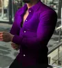Camicie casual da uomo Camicia monopetto di lusso di moda Camicia a maniche lunghe con stampa turbolenta viola Abbigliamento Hawaii S-4XL