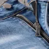 Designerkläder amires jeans denim byxor amies high street trendig varumärke mode ljus färg jeans män slitna skrapade trasiga838