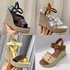 Designer Vrouwen Stuurboord Wig Sandalen Mode Sandalen Stro Schoen Open Teen Platform Schoenen 20 Kleur Wedge Schoen Stro bodem Met Doos 35-41